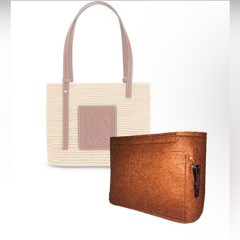 Custom ORGANIZER (ONLY) for Loewe Square Basket small woven raffia tote